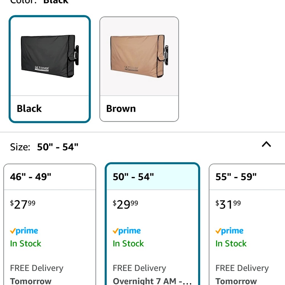 Outdoor TV Cover 50-52 inch